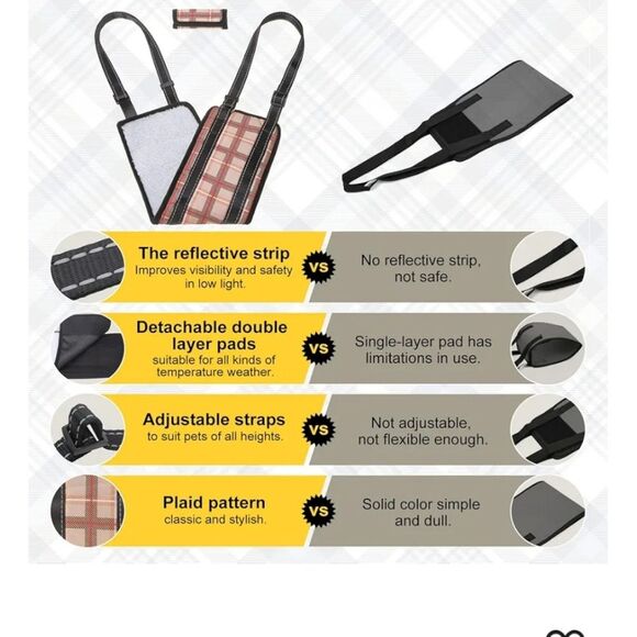 BEAUTYZOO Blue Plaid Dog Sling Harness – Size M 20–80 lbs – Step-In Comfort New - Picture 5 of 9